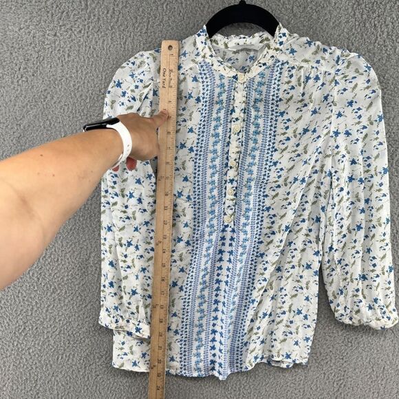 Lucky Brand Megan Floral Popover Shirt Cottagecore prairie Size Small - Picture 6 of 10